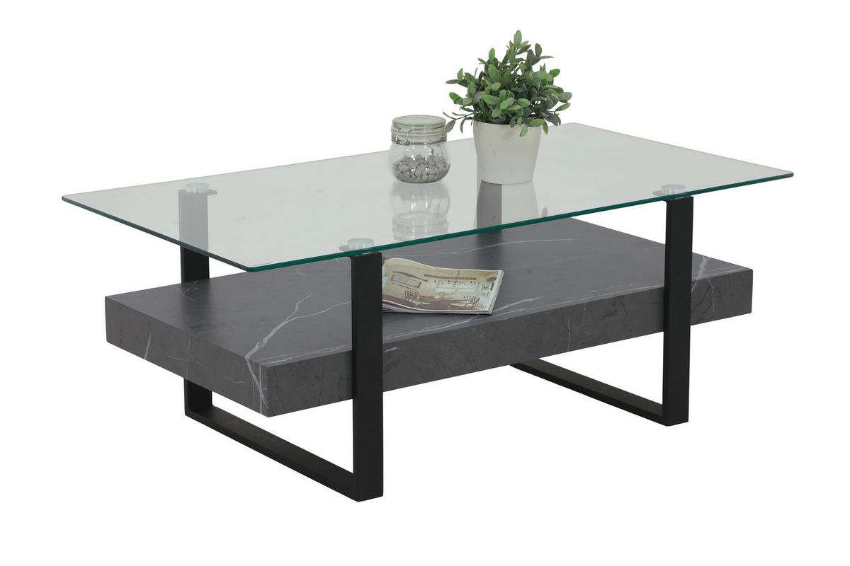 Couchtisch Konrad Grau L: 110 cm - Schwarz/Grau, Design, Glas/Holzwerkstoff (110/60/43cm) - Livetastic