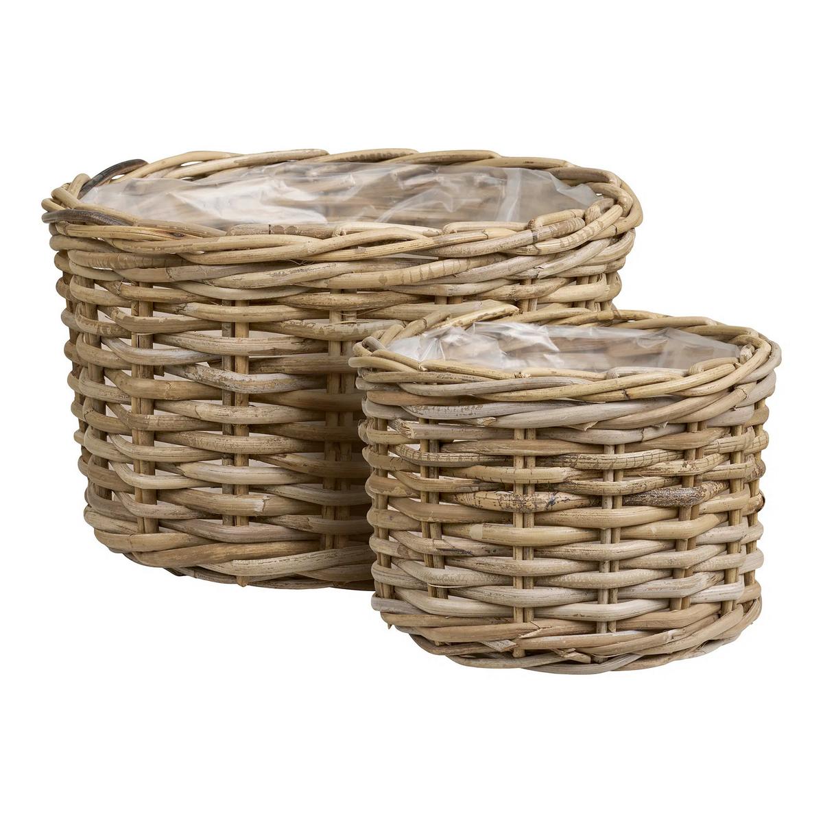 Korbset Kalak Natur, 2-teilig - Klar/Naturfarben, Basics, Holz/Kunststoff