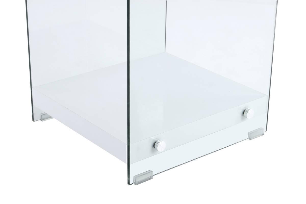 Beistelltisch mit Ablage Elementary Weiß - Klar/Weiß, Basics, Glas/Holzwerkstoff (35/35/45cm) - Kayoom