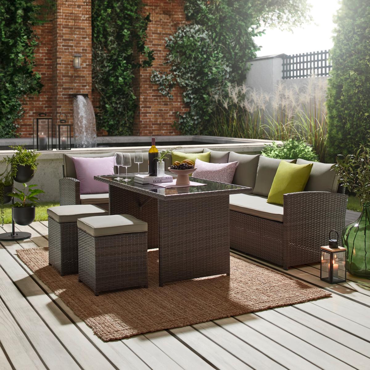 TERASOVÁ SEDACÍ SOUPRAVA Marrakesch 1, 181/240cm - šedá/černá, Moderní, kov/textil (181/70/240cm) - Modern Living