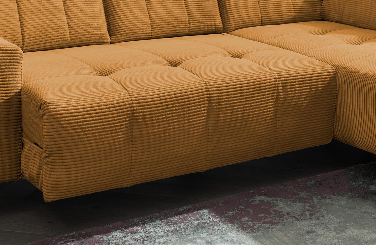 Ecksofa mit USB Anschluss Sano, Goldfarben,s: 261x200 cm - Goldfarben/Schwarz, MODERN, Textil (261/200cm) - Livetastic