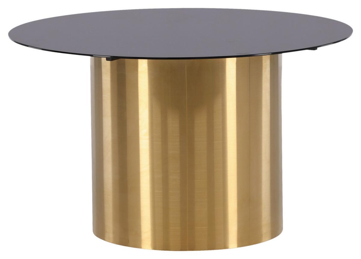 Couchtisch Ystad - Goldfarben/Schwarz, Design, Glas/Metall (80/80/46cm) - Livetastic
