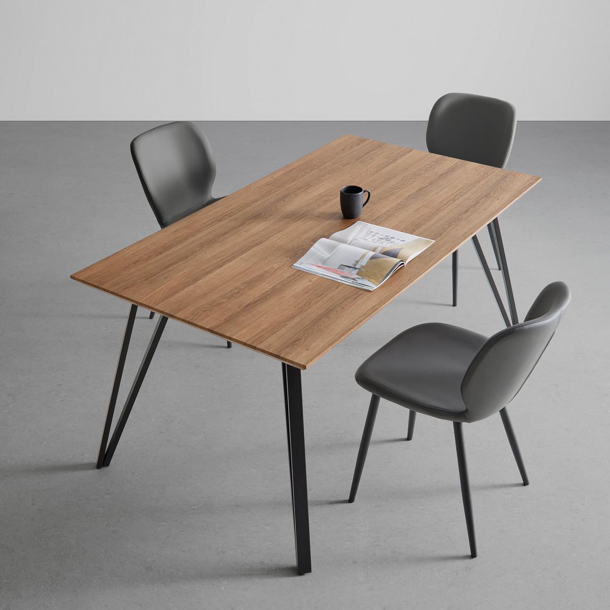 Jídelní stůl Delia 160 - černá/barvy ořechu, Moderní, kov/kompozitní dřevo (160/75/90cm) - P & B