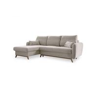 Sedačka LUCILE S, levá, béžová, úl.prostor a lůžko - přírodní barvy/béžová, dřevo/textil (157/235cm) - MID.YOU