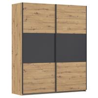 Schwebetürenschrank Neo Grau Eiche Artisan Dekor - Alufarben/Eiche Artisan, MODERN, Holzwerkstoff (175/210/59cm) - Rauch Möbel