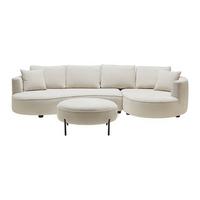 Sedací souprava NILAS, krémová barva - bílá/černá, Moderní, kov/dřevo (335/65/154cm) - Bessagi Home