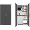Schrankküche mit Mikrowelle + Kühlschrank 104 cm Weiß/Grau - Weiß/Grau, MODERN, Holzwerkstoff/Metall (104/193/67cm) - Respekta
