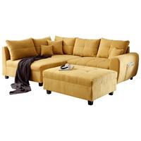 Ecksofa Inkl. Kissen Und Hocker Lea, Polyester-Nylon - Gelb/Schwarz, Basics, Holzwerkstoff/Textil (176/248cm) - MID.YOU