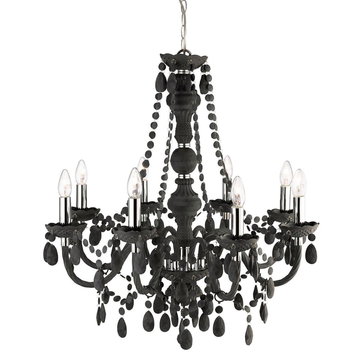 Kronleuchter Marie Therese 8-Flammig, Grau/Chromfarben - Chromfarben/Grau, Trend, Kunststoff/Metall (74/150cm)