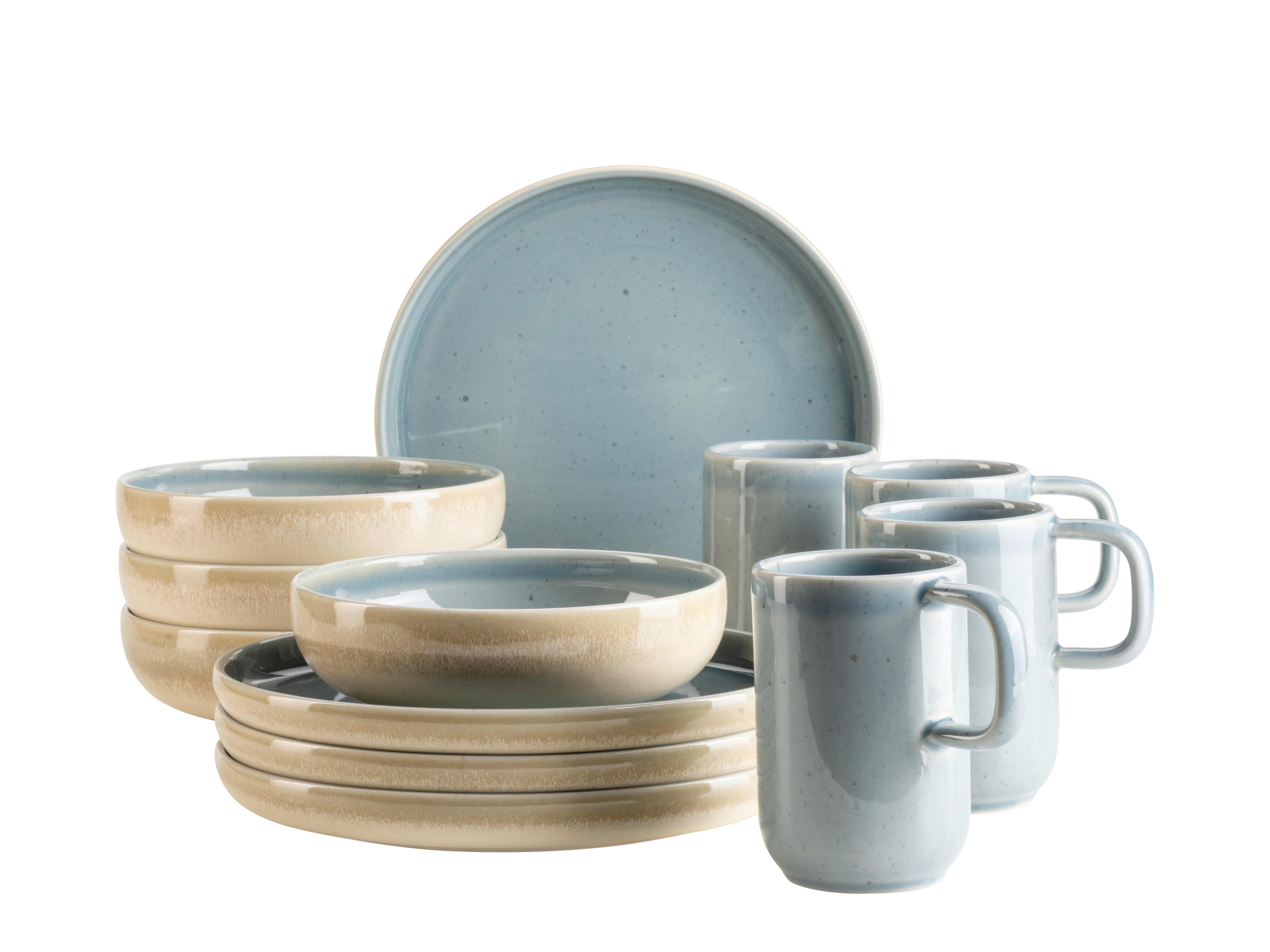 Frühstücksservice Candy Pastellblau 12-teilig - Pastellblau, Basics, Keramik - Mäser