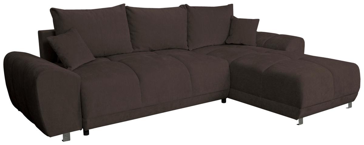 ECKSCHLAFSOFA Ramon, Braun S: 296x182 cm - Chromfarben/Beige, Trend, Textil (296/182cm)