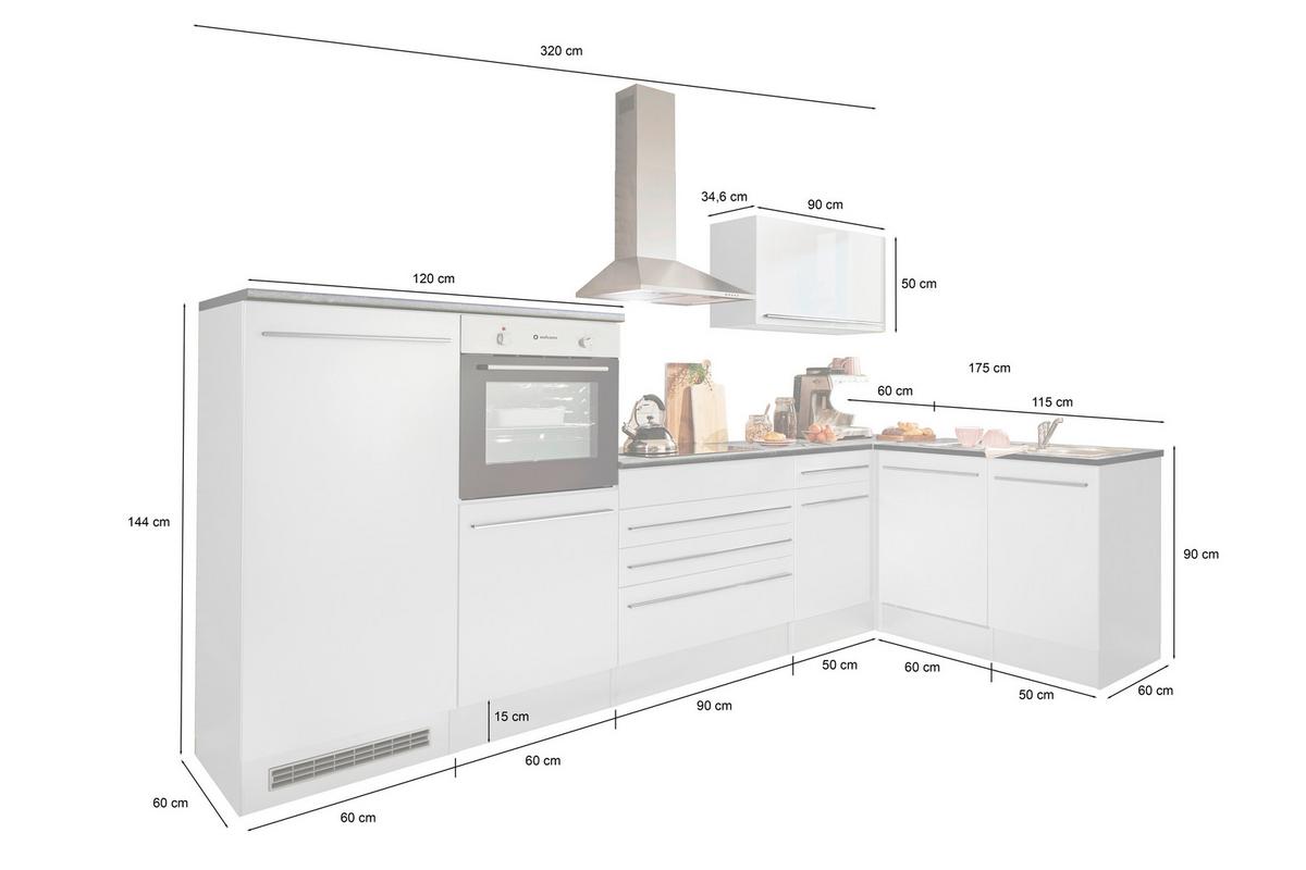 Eckküche Jazz 4 Mit Geräten 320x175 Cm Schwarz/eiche Dekor - Eichefarben/Schwarz, Basics, Holzwerkstoff (320/175cm) - MID.YOU