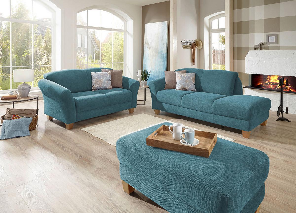 Récamiere Gotland V, Petrol B: 194 cm - Petrol/Naturfarben, KONVENTIONELL, Textil (194/84/91cm) - Sit & More