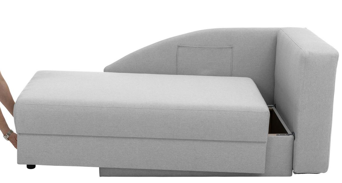 Recamiere Tobi L: 154cm Links Hellgrau mit Bettkasten - Hellgrau, Design, Textil (154/86/93cm) - Max Winzer