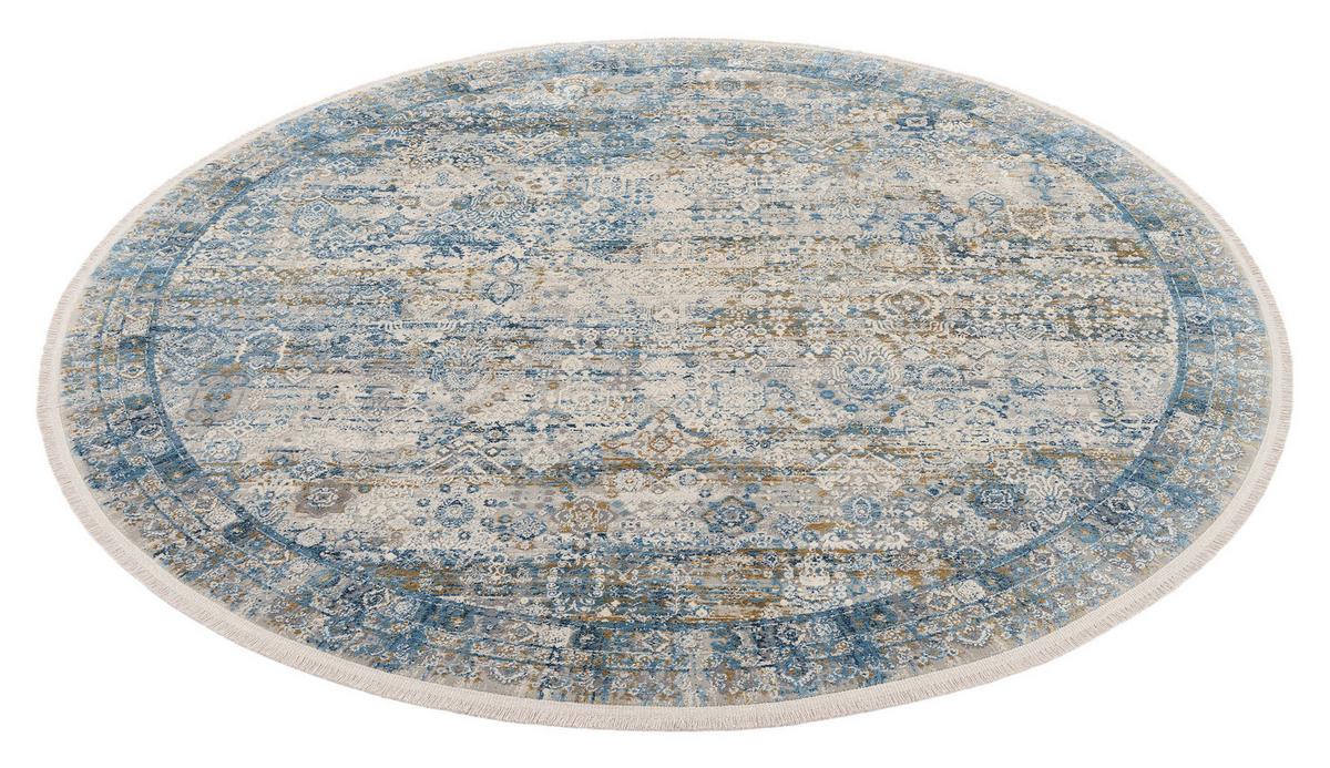 Webteppich Blau/grau Toulon Rund Ø 240 Cm - Blau/Grau, Design, Textil (240cm) - Dieter Knoll