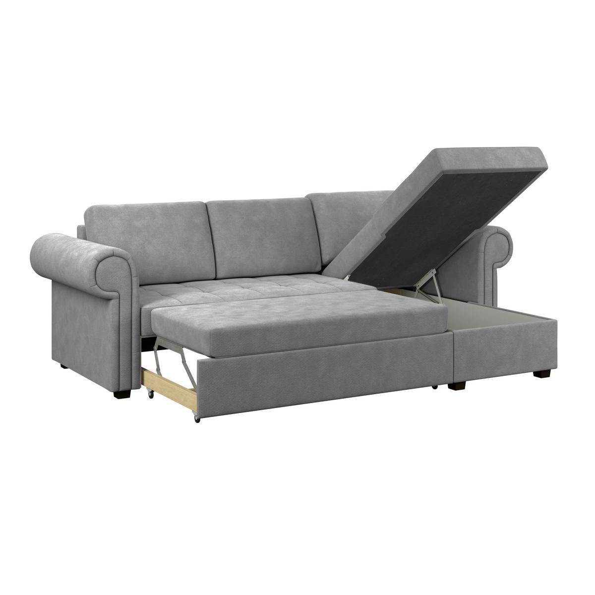 Ecksofa Oslo Grau B: 260 Cm - Grau, ROMANTIK / LANDHAUS, Textil (260/85/155cm) - James Wood