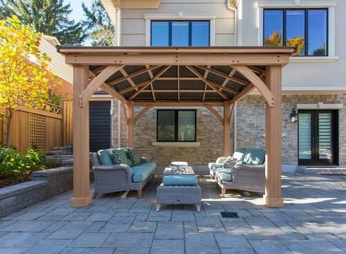 Pavillon Devon 366x366cm Wetterfest - Bronzefarben/Mokka, Basics, Holz/Metall (366/320/366cm)