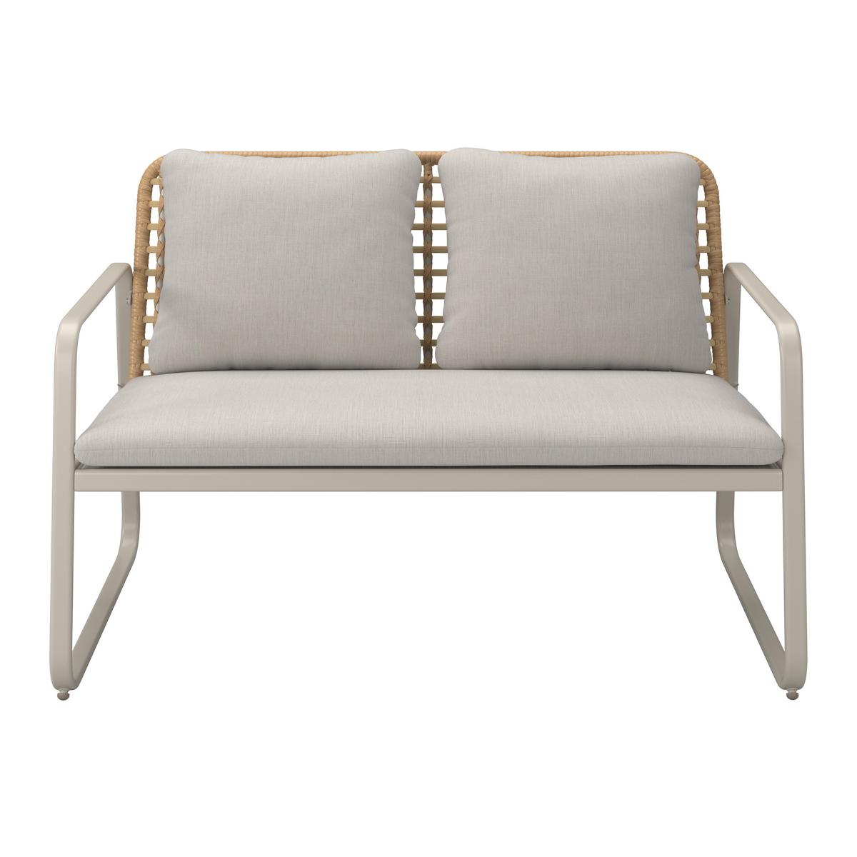 Loungegarnitur Tartu - Beige/Hellgrau, MODERN, Glas/Kunststoff (117/77,5/71,5cm) - Beldano