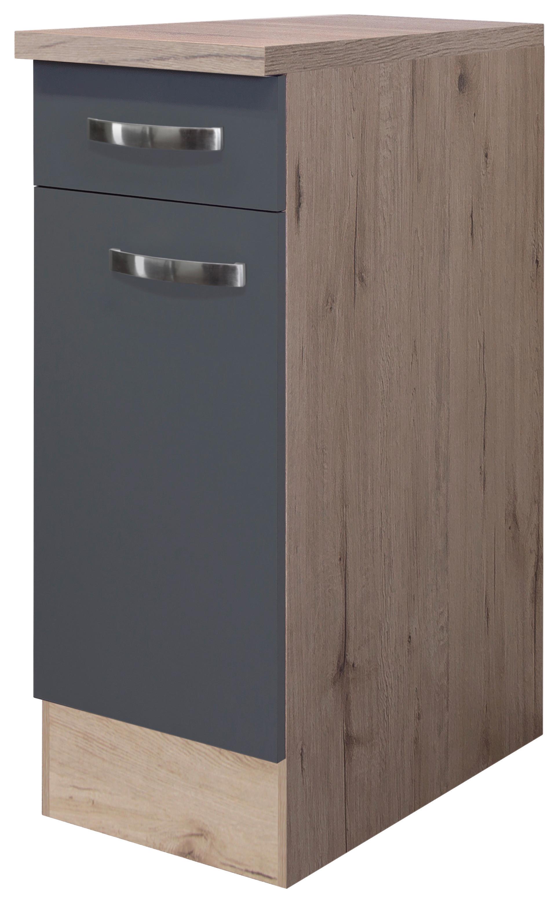 Spodní skříňka do kuchyne SHADOW US30 šedá - dub San Remo/tmavě šedá, Moderní, kov/kompozitní dřevo (30/85/60cm)