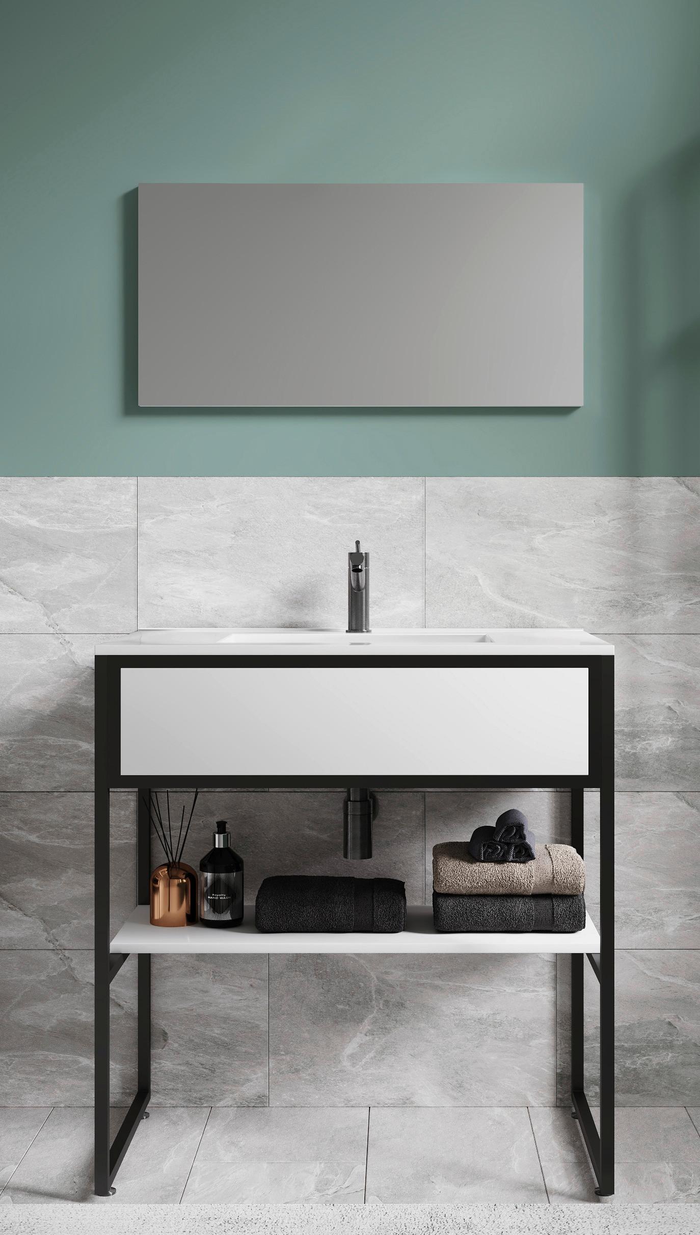 Badezimmer 3--Teilig. Waschplatz "bitila 80" - Schwarz/Weiß, MODERN, Glas/Keramik (80cm) - MID.YOU