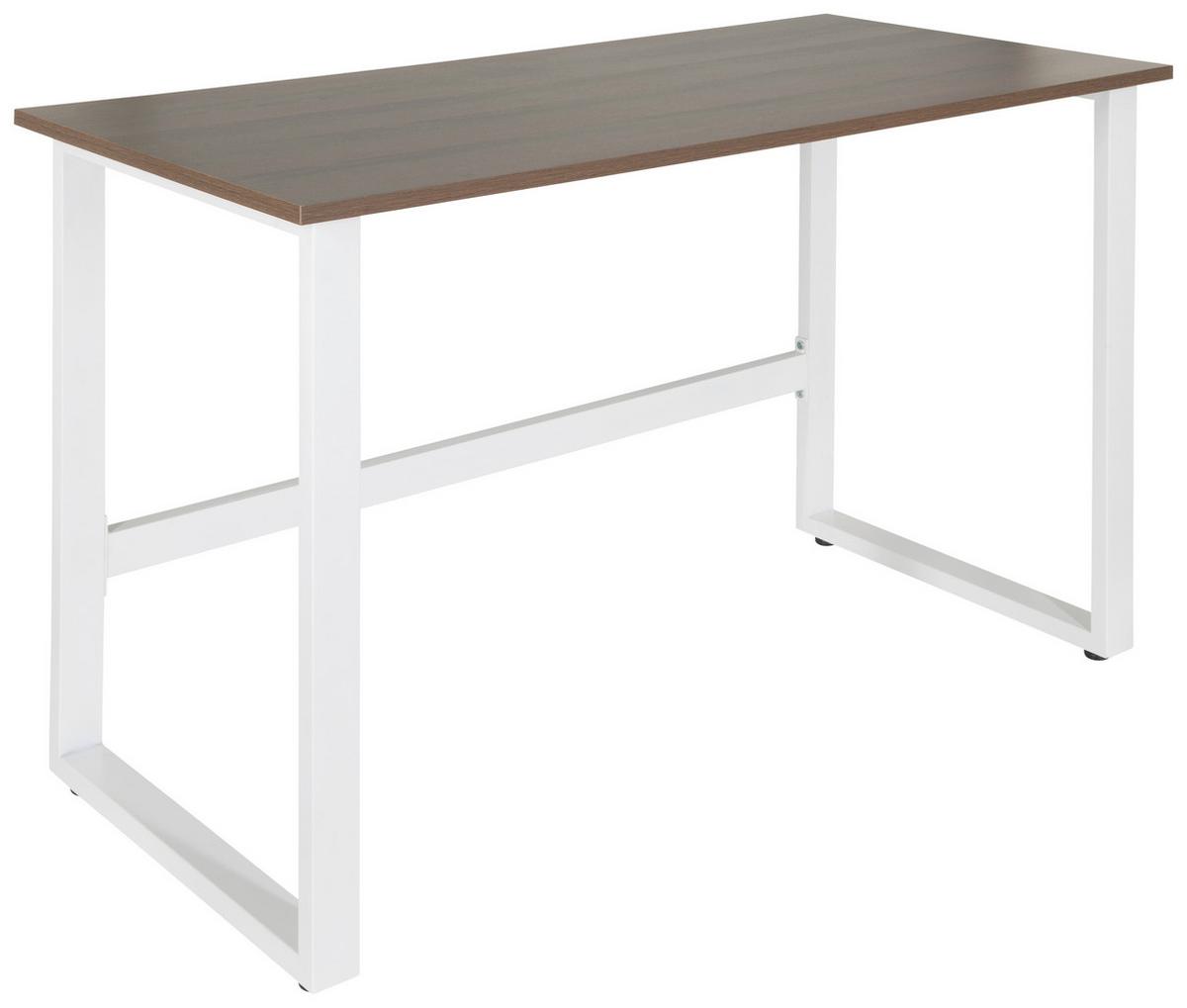Schreibtisch Workspace Light I Weiß/Walnus Dekor - Walnussfarben/Weiß, Basics, Holzwerkstoff/Metall (120/60/76cm) - MID.YOU