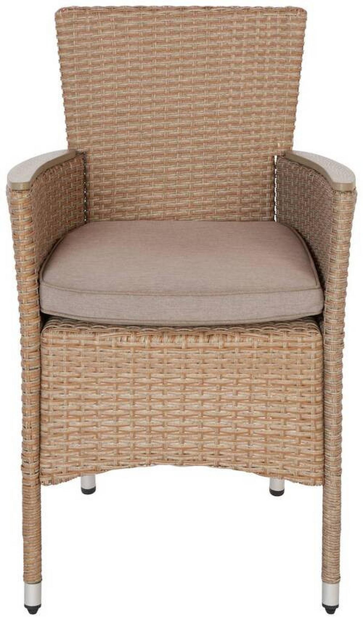 Gartengarnitur 7-tlg. Porto Rio Rattanoptik Mit Kissen - Hellbraun/Grau, MODERN, Kunststoff/Textil (60/150/88/75cm) - Luca Bessoni