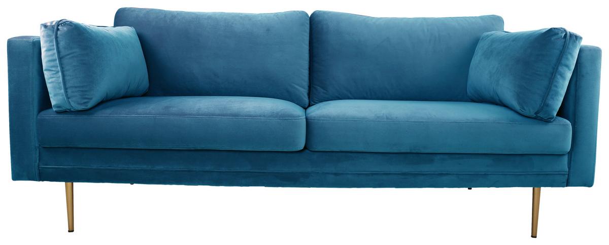 2-Sitzer-Sofa Boom - Blau/Goldfarben, Design, Textil/Metall (203/84/90cm) - Livetastic