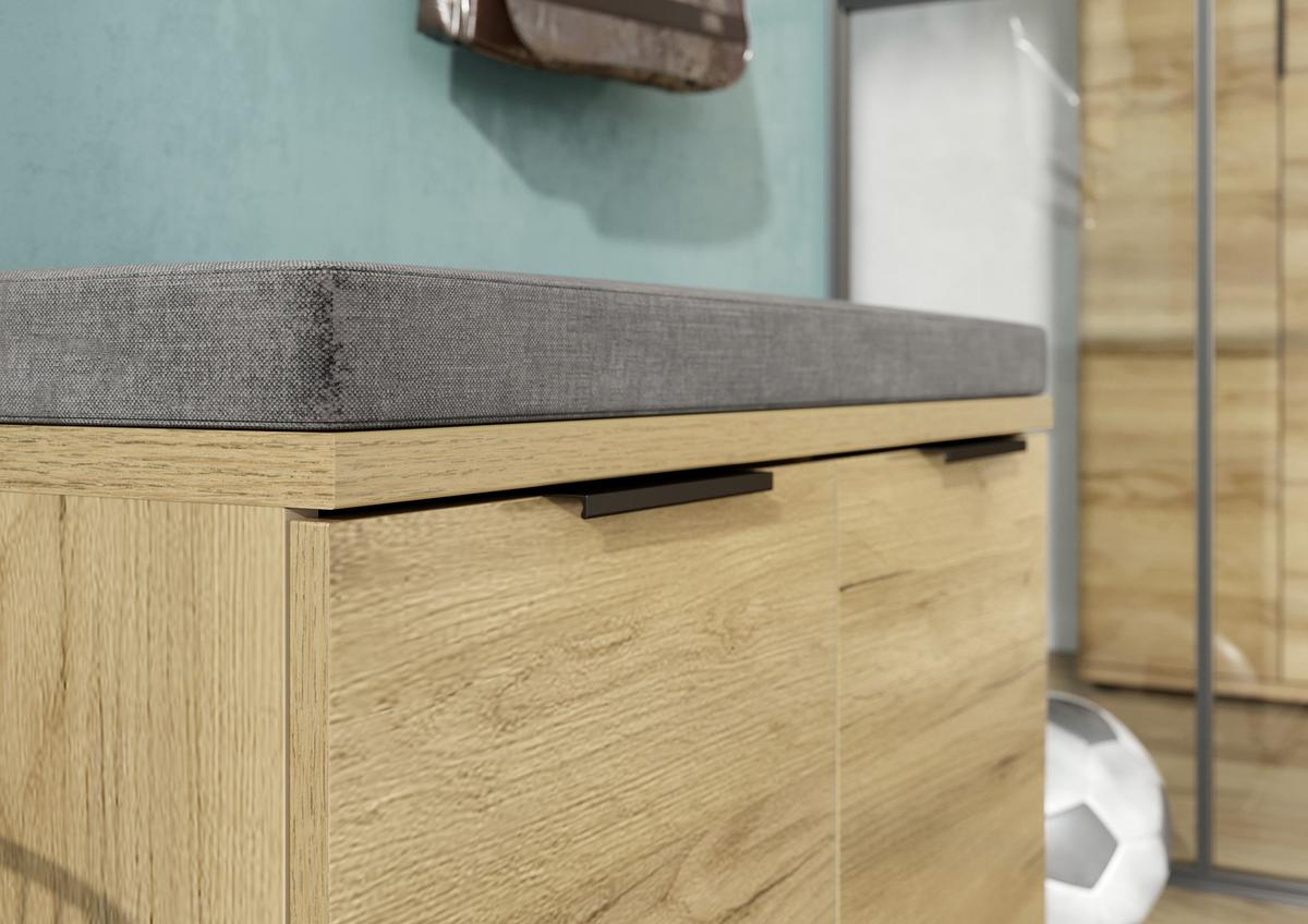 Garderobenbank Gw-fremont B: 75 Cm 2 Drehtüren Eiche Dekor - Eichefarben/Schwarz, KONVENTIONELL, Holzwerkstoff (75/48/37cm) - Germania