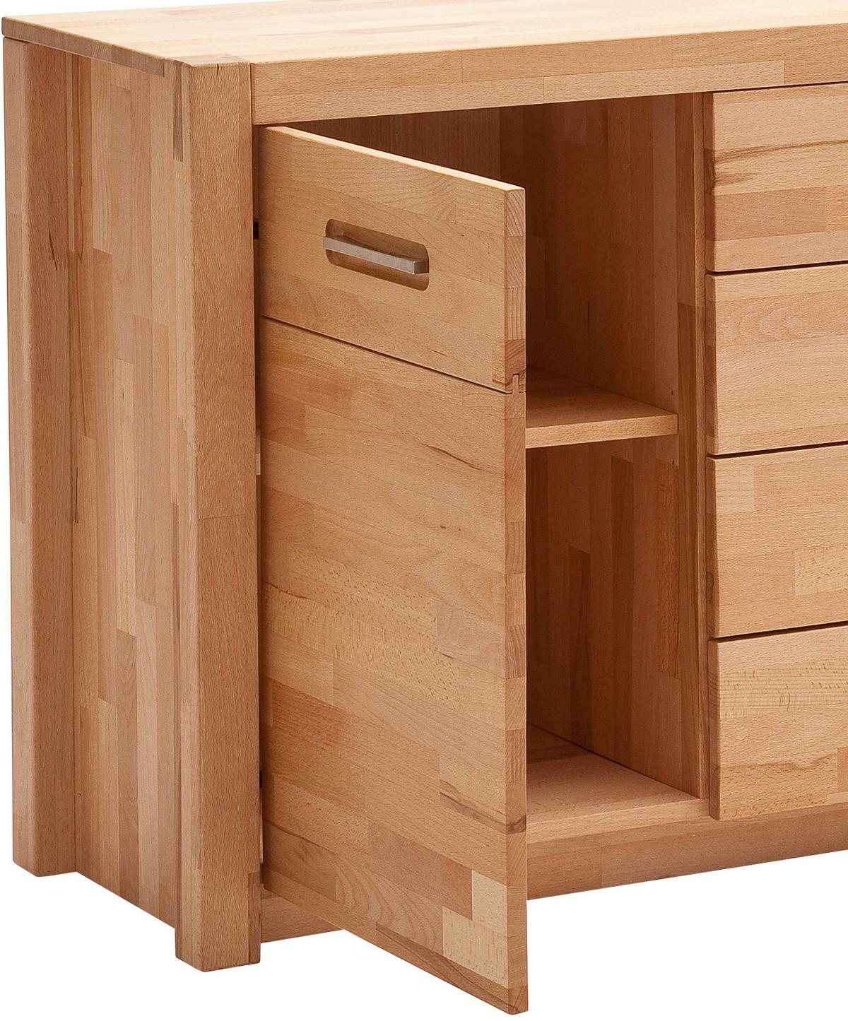 Sideboard Massiv B: 163 cm Fenja, Kernbuche - Buchefarben, Design, Holz (163/78/40cm) - MID.YOU