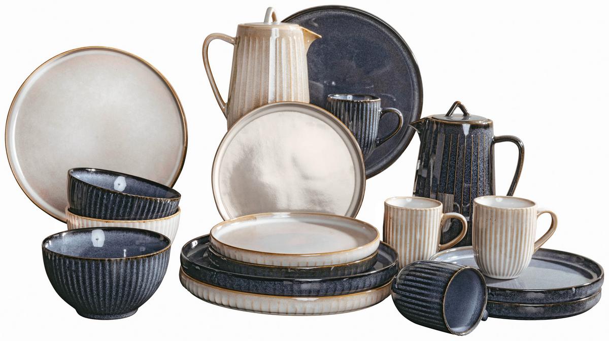 Kaffeebecher Steinzeug 220 ml Farbverlauf/Dunkelblau Danica - Dunkelblau, ROMANTIK / LANDHAUS, Keramik (7.3/8.9cm) - James Wood