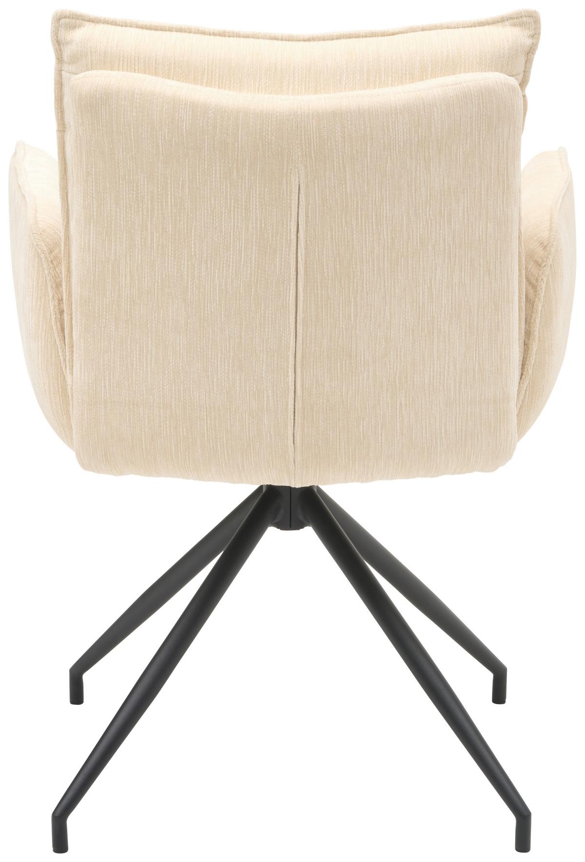 Armlehnstuhl Milena Webstoff Beige, B: 58,5cm - Beige/Schwarz, KONVENTIONELL, Textil/Metall (58,5/86/66cm) - MID.YOU