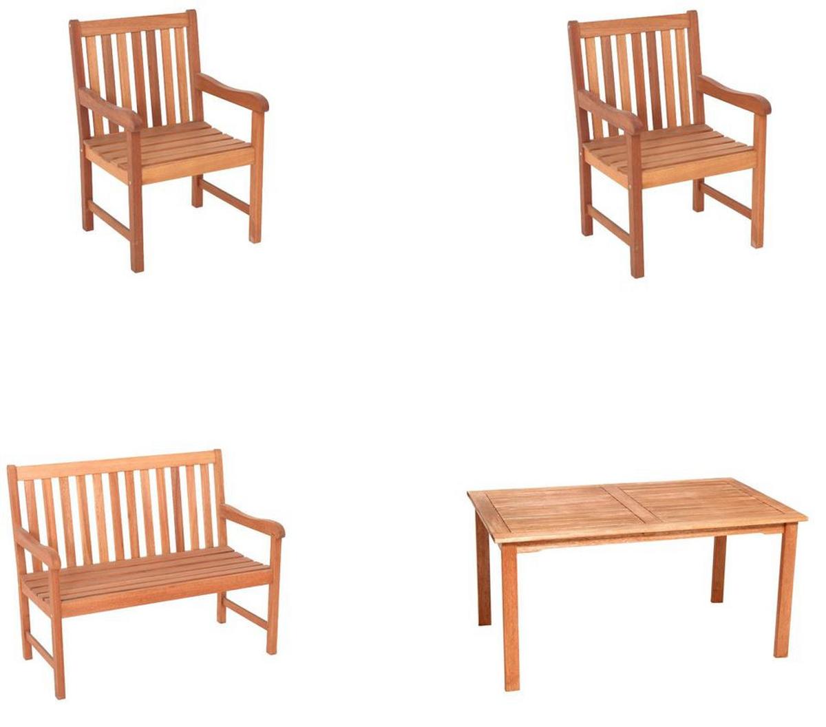 Gartenmöbel Set 4-tlg. Santos Eukalyptusholz - Naturfarben, MODERN, Holz - Gardenson