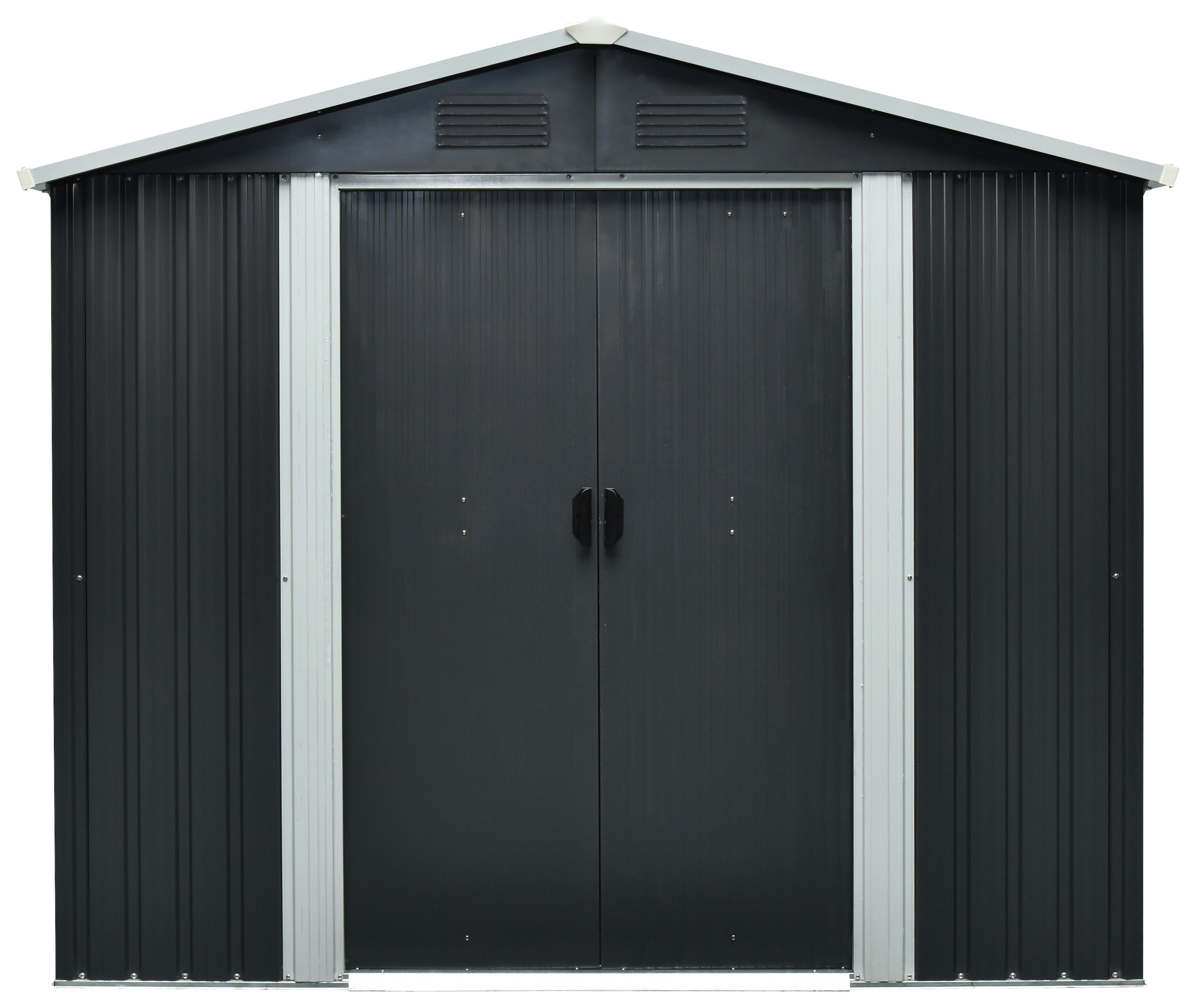 Gerätehaus mit Satteldach versperrbar BHT 236x190x174 cm - Anthrazit/Weiß, Basics, Metall (236/190/174cm)