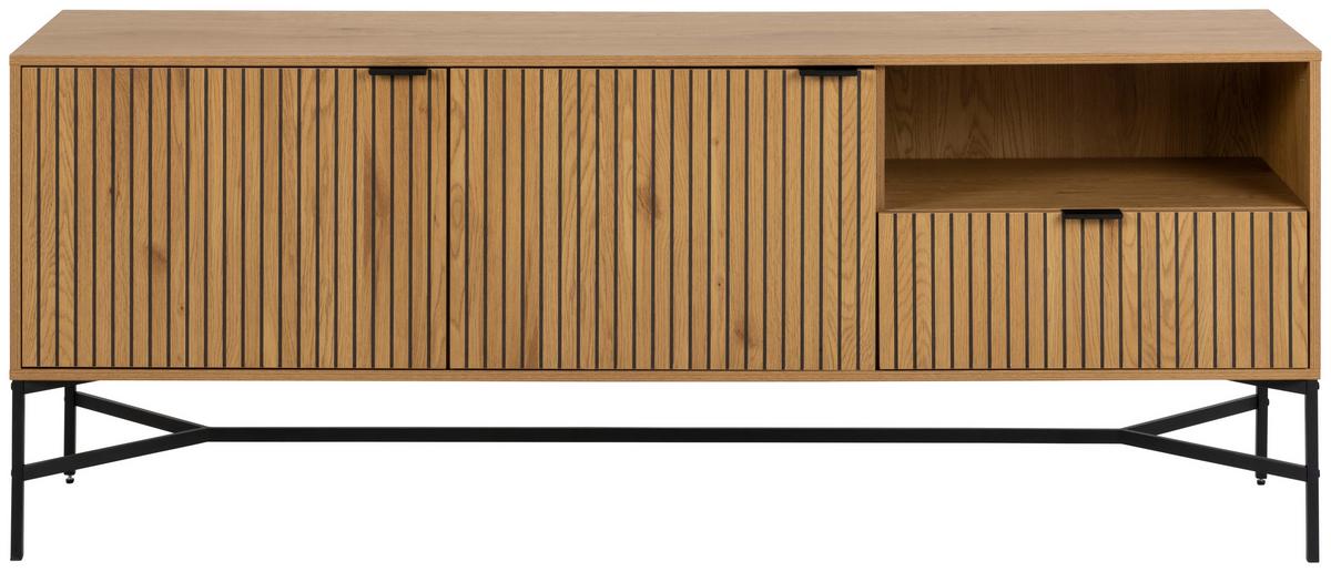 Široká komoda Jaipur š: 180 cm - čierna/farba duba, Design, kov/kompozitné drevo (180/70/40cm)