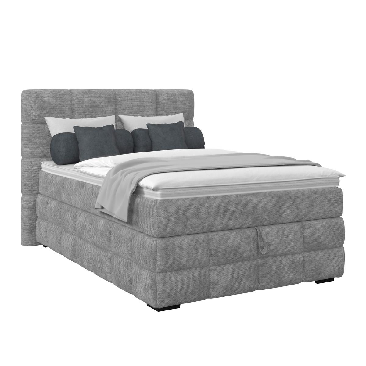 Čalúnená posteľ VEGA 140x200 cm, sivá - čierna/sivá, Trend, drevo/textil (140/200cm)