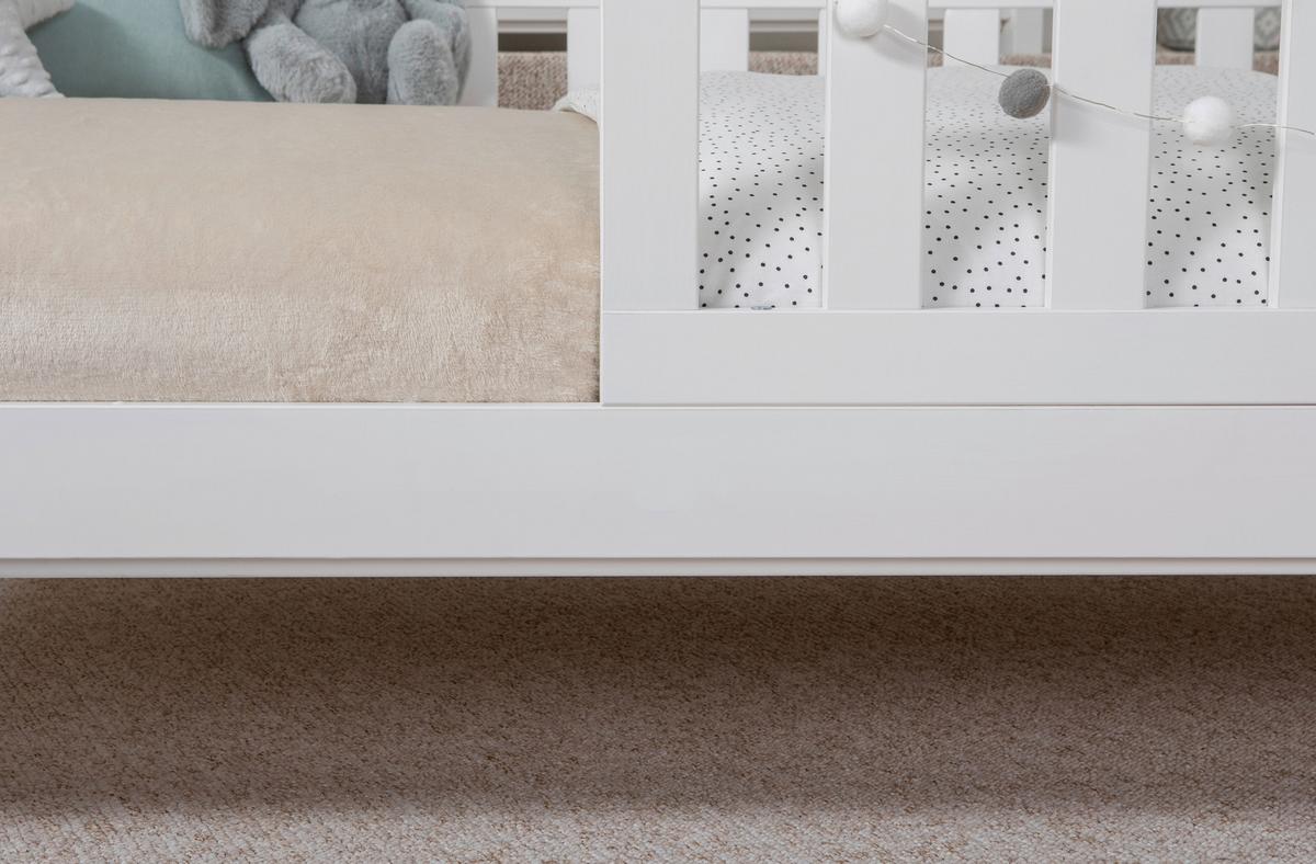 Bodenbett 100/200 Cm In Weiß Inkl. Matratzen Und Zusatzbett - Weiß/Naturfarben, MODERN, Holz/Textil (100/200cm) - MID.YOU