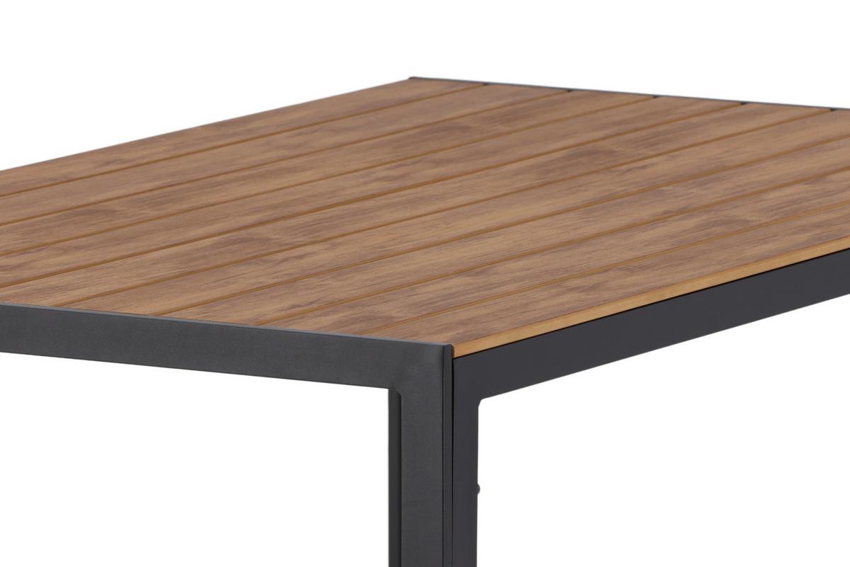 Gartentisch Break Aluminium L: 150cm - Schwarz/Naturfarben, KONVENTIONELL, Holz/Metall (150/90/75cm) - Gardenson