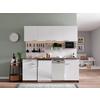Küchenzeile Economy mit Geräten 195 cm Weiß/Eiche Dekor Modern - Eichefarben/Weiß, Basics, Holzwerkstoff (195cm) - Respekta