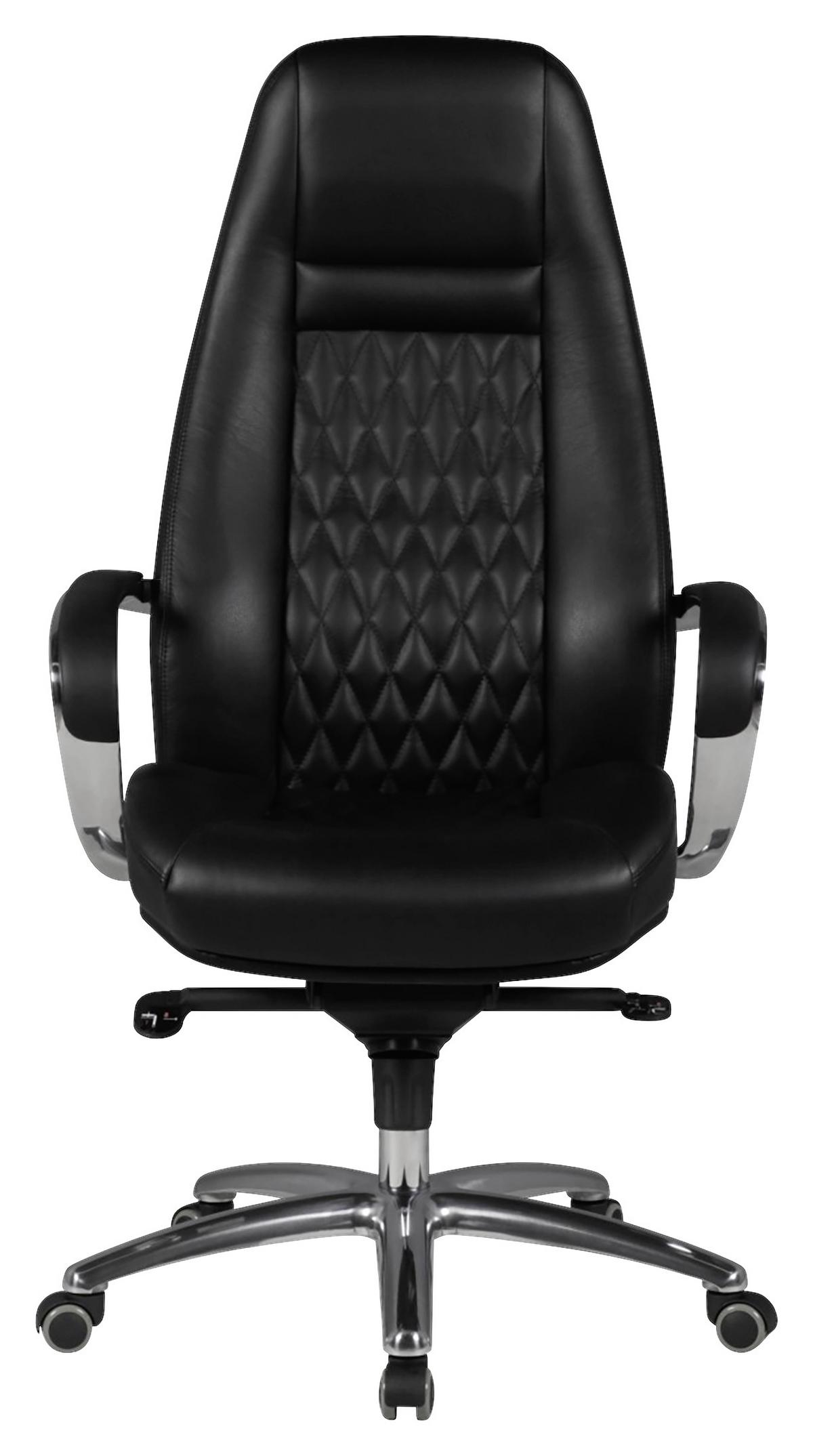Kancelářske křeslo Austin z pravé kůže - černá/barvy hliníku, Moderní, kov/plast (68/130/68cm) - MID.YOU