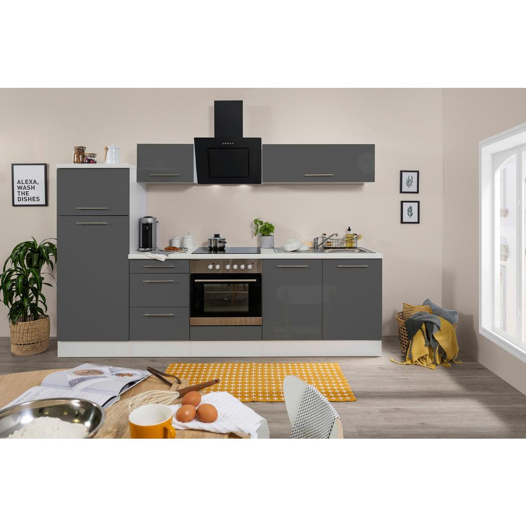 Küchenzeile mit Geräten 270 cm Grau/Weiß