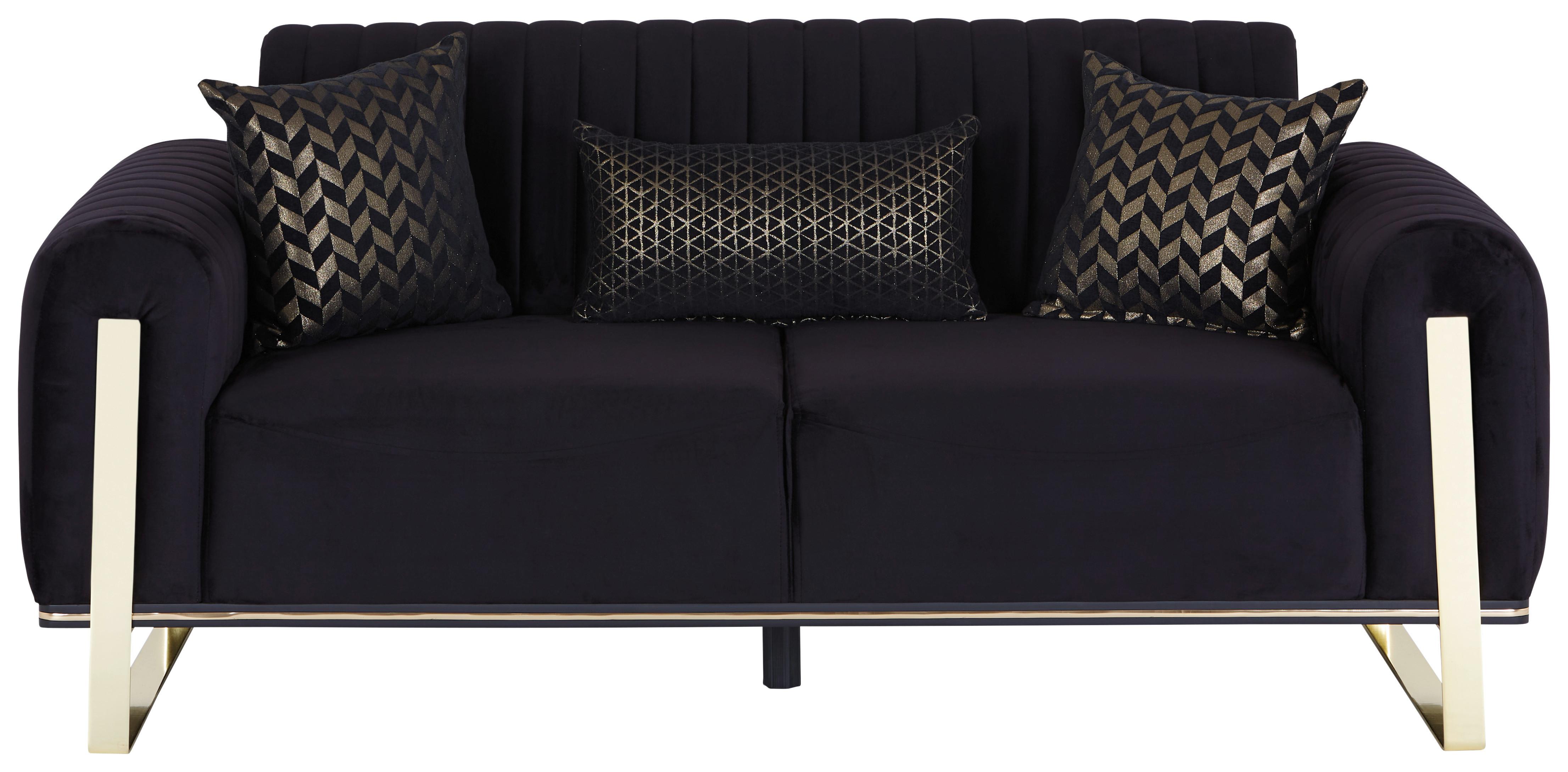 2-Sitzer-Sofa Bono Schwarz - Goldfarben/Schwarz, MODERN, Textil (180/83/90cm) - Luca Bessoni