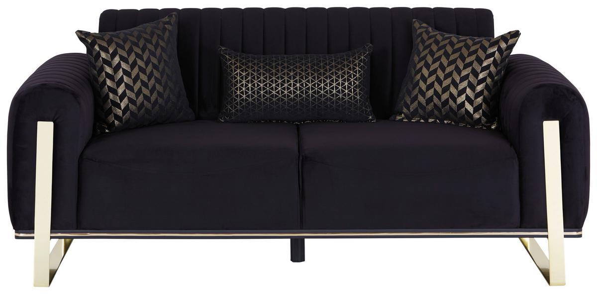 2-Sitzer-Sofa Bono Schwarz - Goldfarben/Schwarz, MODERN, Textil (180/83/90cm) - Luca Bessoni