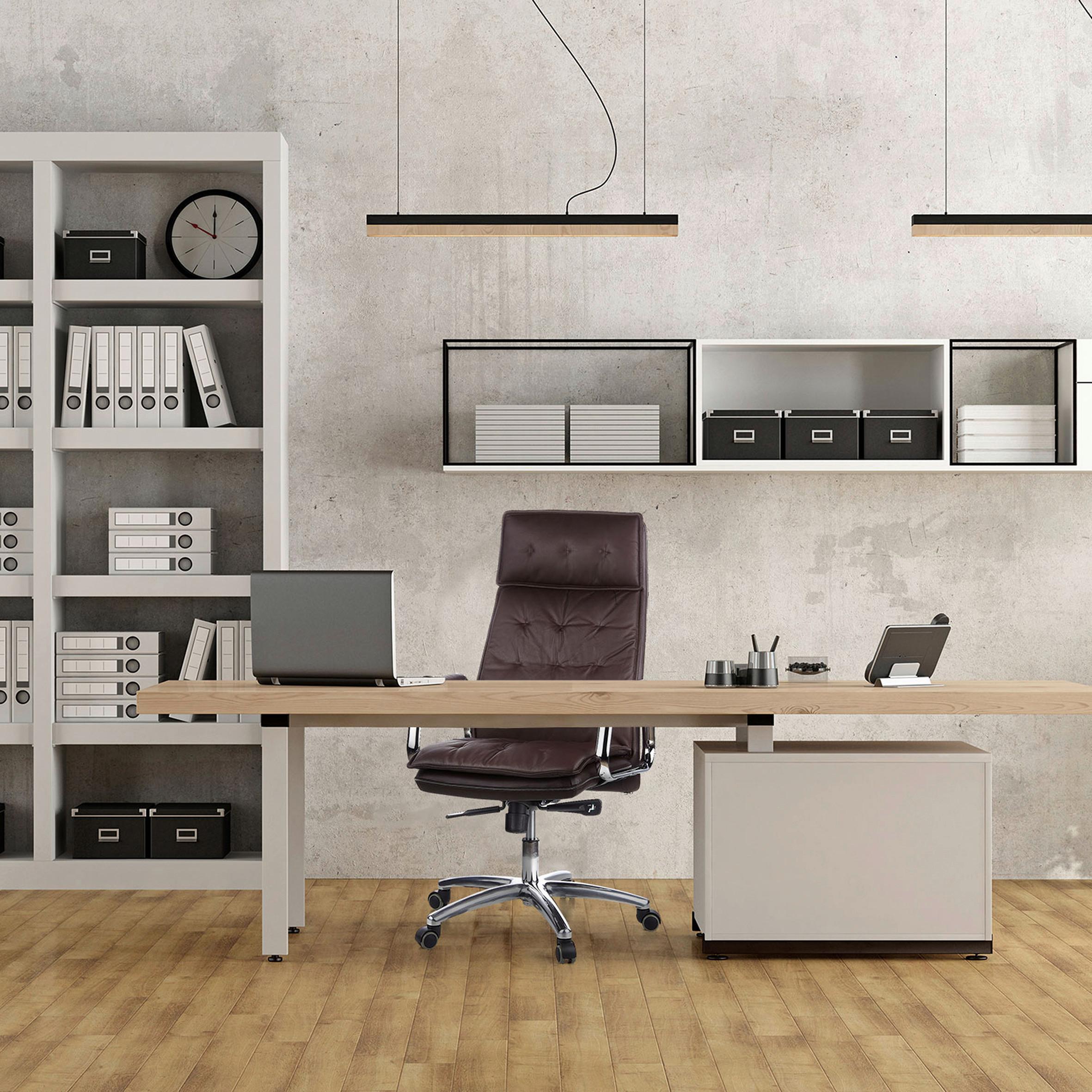 Chefsessel Villa Braun Bis 120 Kg - Braun, Basics, Leder/Kunststoff (60/130/48cm) - MID.YOU