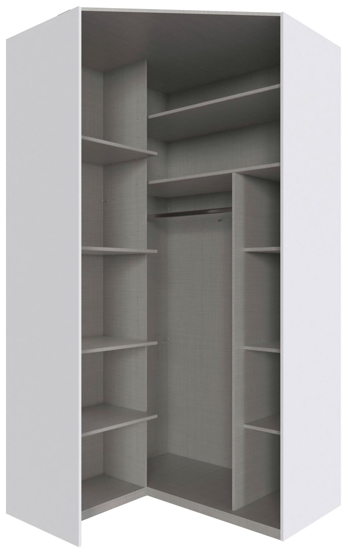 Eckkleiderschrank Ny A Black, Weiß B: 120 cm - Weiß, MODERN, Holzwerkstoff (120/236/120cm) - MID.YOU