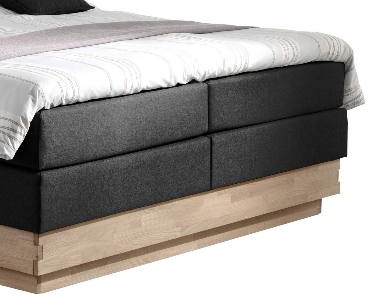 Boxspringbett Moneta 200x200cm Schwarz - Eichefarben/Schwarz, MODERN, Holz/Textil (200/200cm) - MID.YOU