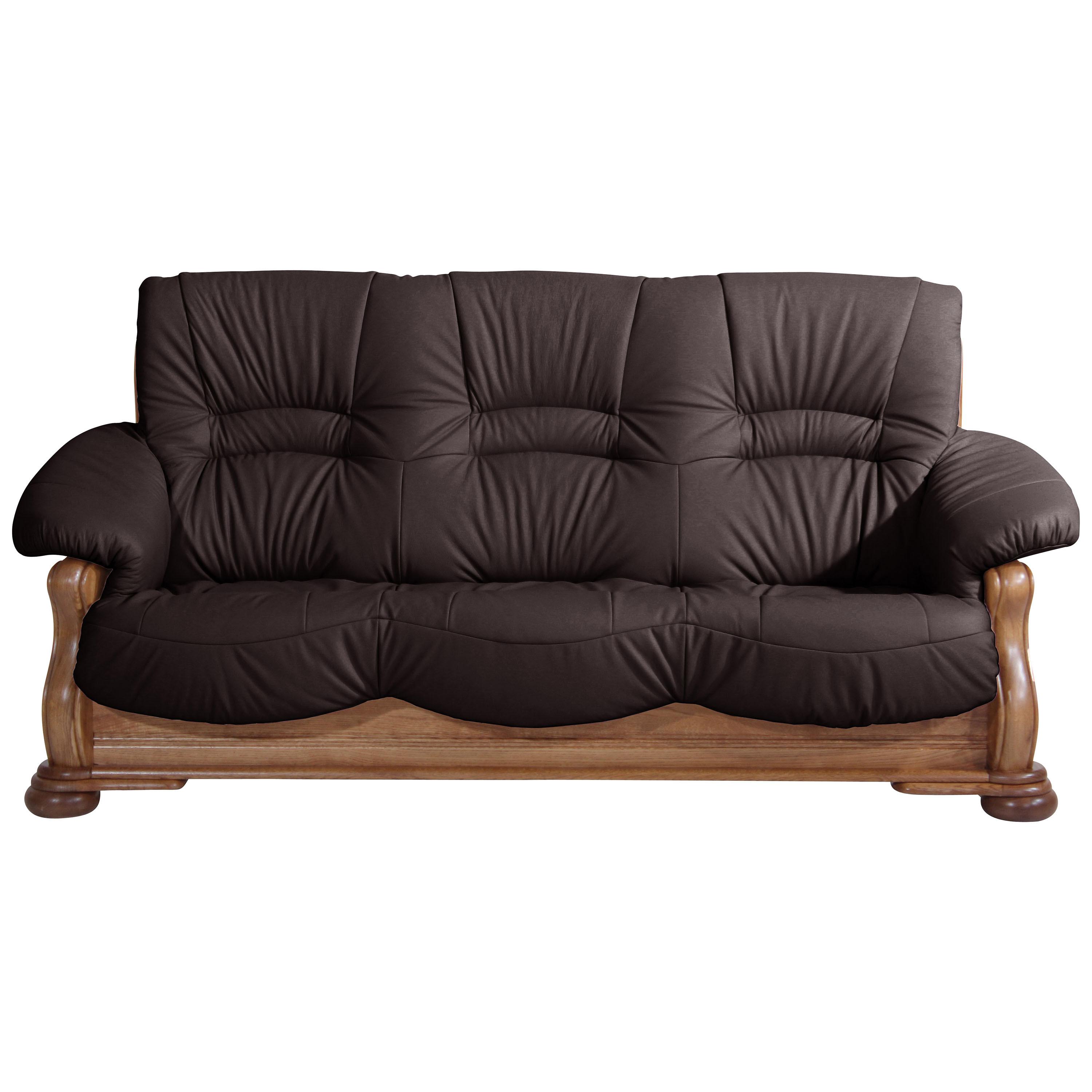 3-sitzer-sofa Tennessee Braun Echtleder - Eichefarben/Braun, LIFESTYLE, Leder/Holz (205/95/95cm) - Max Winzer