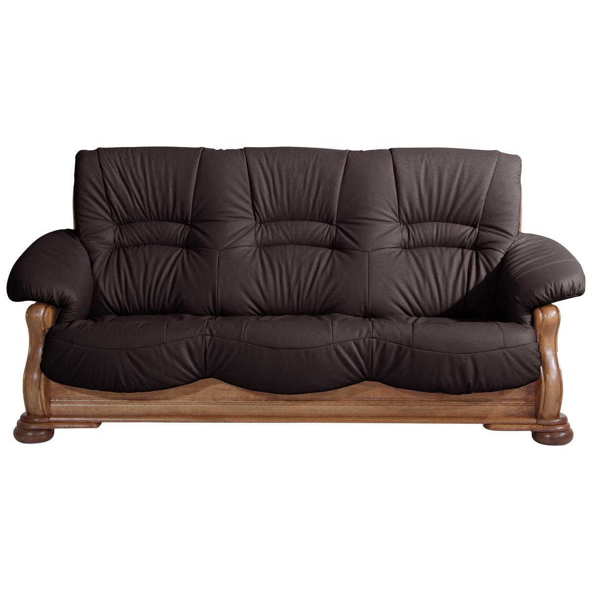 3-sitzer-sofa Tennessee Braun Echtleder - Eichefarben/Braun, LIFESTYLE, Leder/Holz (205/95/95cm) - Max Winzer