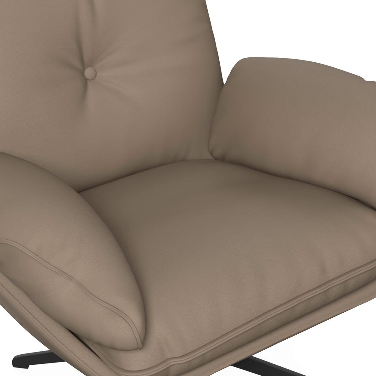 Relaxační křeslo ANDREA, světle hnědá, s taburetem - černá/světle hnědá, Moderní, kov/dřevo (82/105/80cm) - Bessagi Home