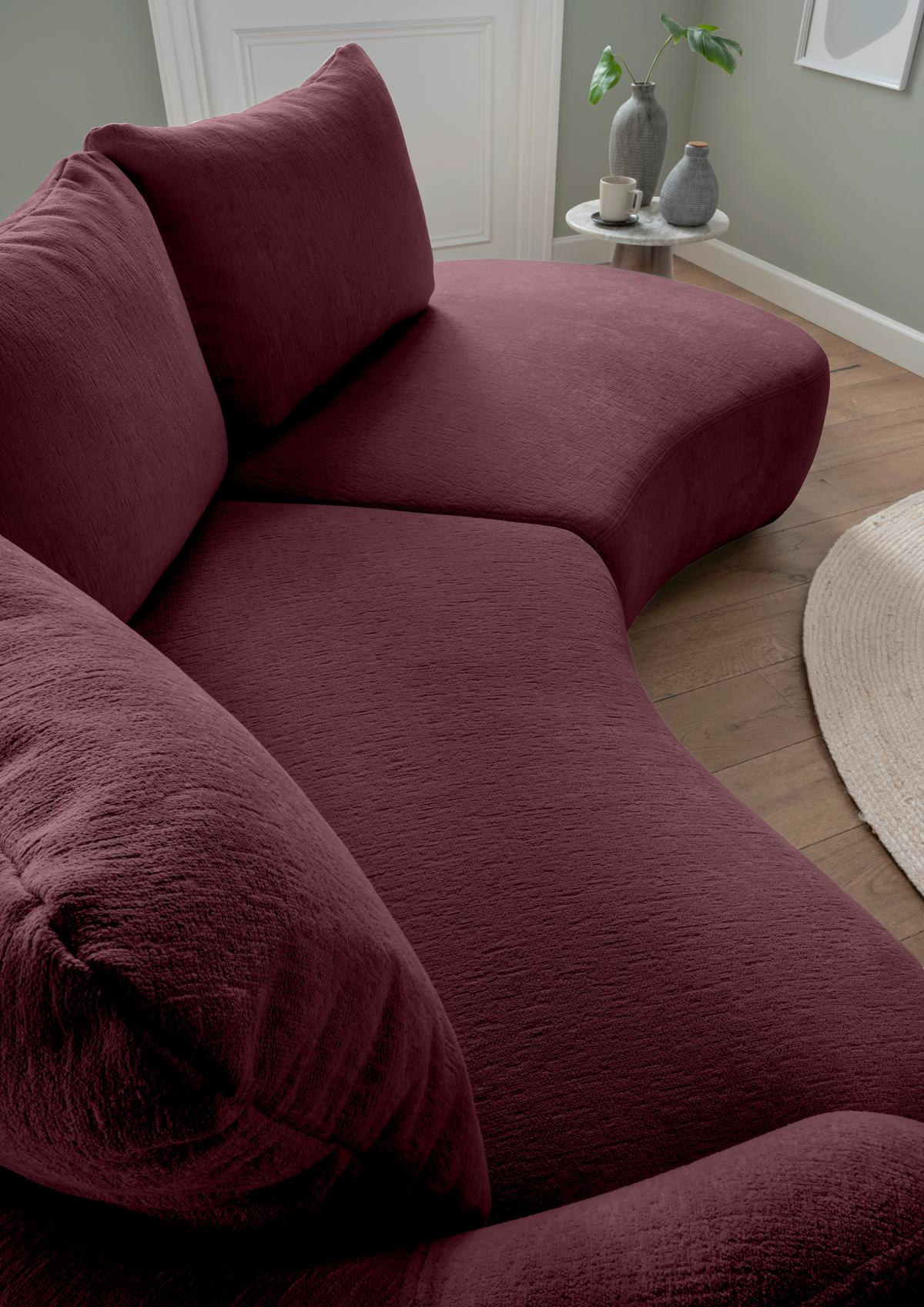 Ecksofa Doppo, Bordeaux S: 139x250 cm - Bordeaux/Schwarz, MODERN, Textil (139/250cm) - Livetastic