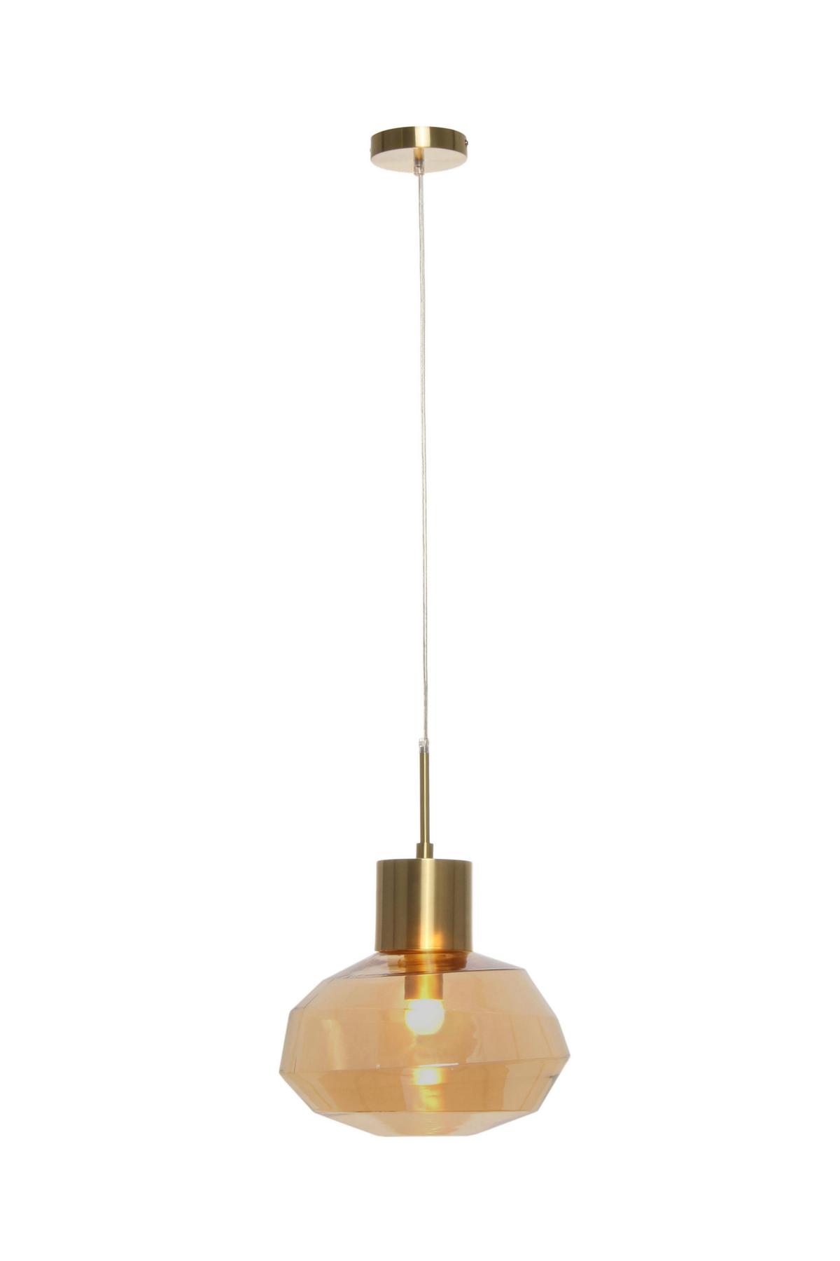 Hängeleuchte Vince 125 Bernsteinfarben B: 32 cm - Bernsteinfarben, Basics, Glas/Metall (32/32/32cm) - Kayoom